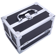 Aluminum Makeup Train Case Jewelry Box Cosmetic Organizer with Mirror, Black - Seasonal Spectra