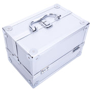 Aluminum Makeup Train Case Jewelry Box Cosmetic Organizer with Mirror, Silver - Seasonal Spectra