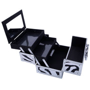 Aluminum Makeup Train Case Jewelry Box Cosmetic Organizer with Mirror, White Zebra