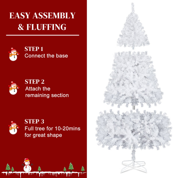 Christmas Decoration 7FT Iron Leg White Christmas Tree with 1349 Branches - Seasonal Spectra