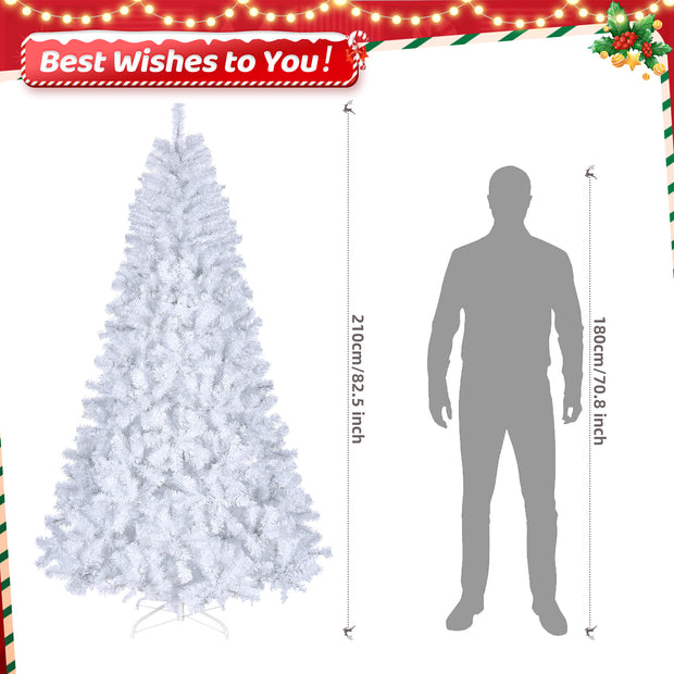 Christmas Decoration 7FT Iron Leg White Christmas Tree with 1349 Branches - Seasonal Spectra