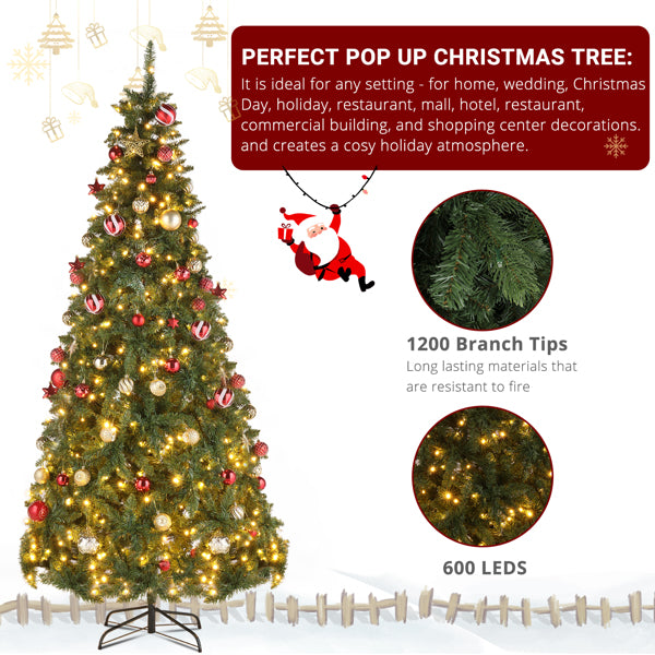 Christmas Decoration Automatic Tree Structure PVC Material Warm Color 8 Modes Remote Control  Christmas Tree Green - Seasonal Spectra