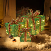 Christmas Gift Box 3Pieces Square Box With 60 LED Lights - Seasonal Spectra