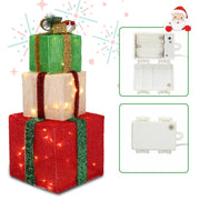 Christmas Gift Box Three-Piece Set Onion Cloth Warm White 60LED Light - Seasonal Spectra