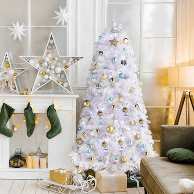 Christmas Tree 6ft 845 Branches Hanging Tree Structure White Round Head 300 Lights Cool Color 8 Modes With Remote Control - Seasonal Spectra