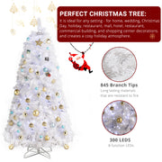 Christmas Tree 6ft 845 Branches Hanging Tree Structure White Round Head 300 Lights Cool Color 8 Modes With Remote Control - Seasonal Spectra