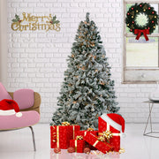 Christmas Tree Automatic  Flocking Tree Structure with 350 Lights 9 Modes Color 1450 Branches, Remote Control - Seasonal Spectra