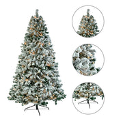 Christmas Tree Automatic  Flocking Tree Structure with 350 Lights 9 Modes Color 1450 Branches, Remote Control - Seasonal Spectra