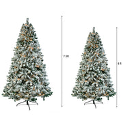 Christmas Tree Automatic  Flocking Tree Structure with 350 Lights 9 Modes Color 1450 Branches, Remote Control - Seasonal Spectra