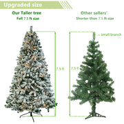 Christmas Tree Automatic  Flocking Tree Structure with 350 Lights 9 Modes Color 1450 Branches, Remote Control - Seasonal Spectra