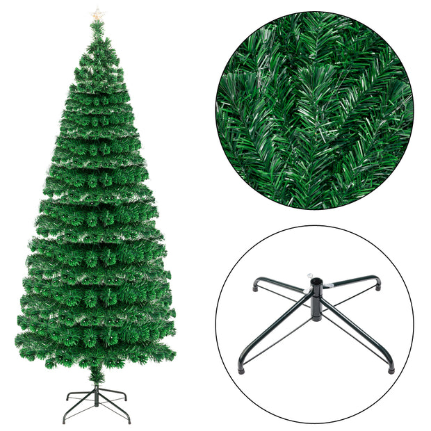 Christmas Tree with 260 LED Lamps and  260 Branches Fiber Optic 7.5FT - Seasonal Spectra