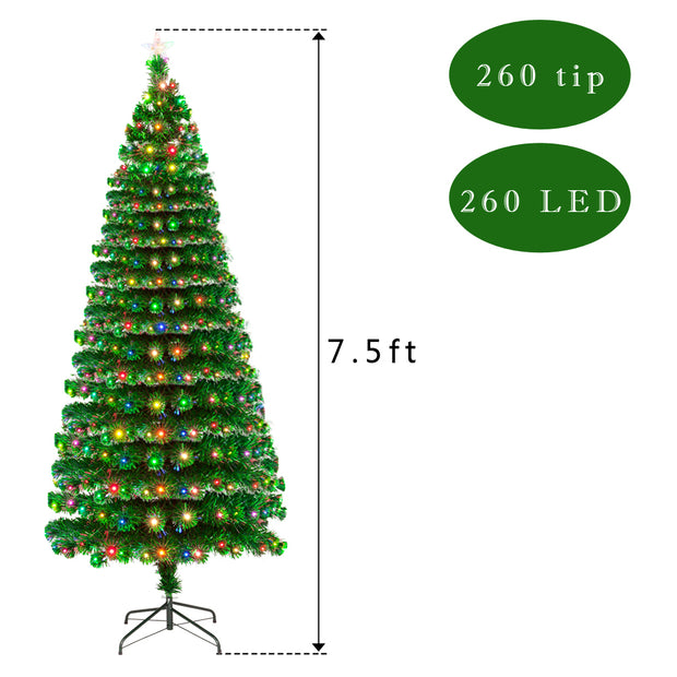 Christmas Tree with 260 LED Lamps and  260 Branches Fiber Optic 7.5FT - Seasonal Spectra