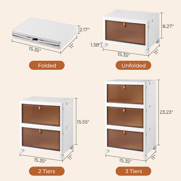 Folding Storage Cabinet with Lids and Wheels-3 layers - Seasonal Spectra