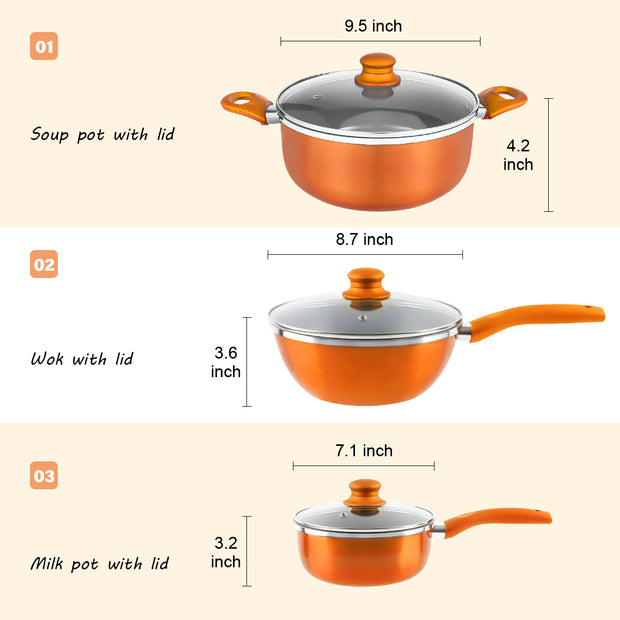 Kitchen Cookware Set, 6 PCS Nonstick Cookware and Pan Set - Seasonal Spectra