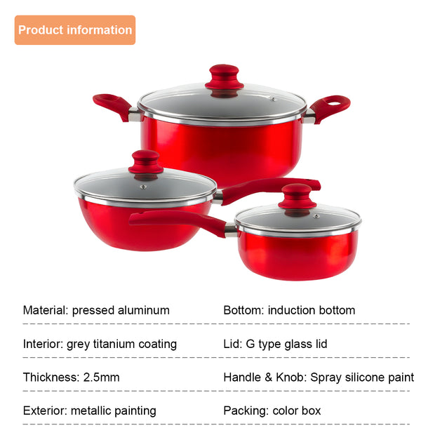 Kitchen Cookware Set, 6 PCS Nonstick Cookware and Pan Set - Seasonal Spectra