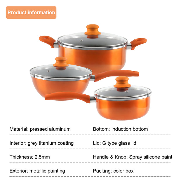 Kitchen Cookware Set, 6 PCS Nonstick Cookware and Pan Set - Seasonal Spectra