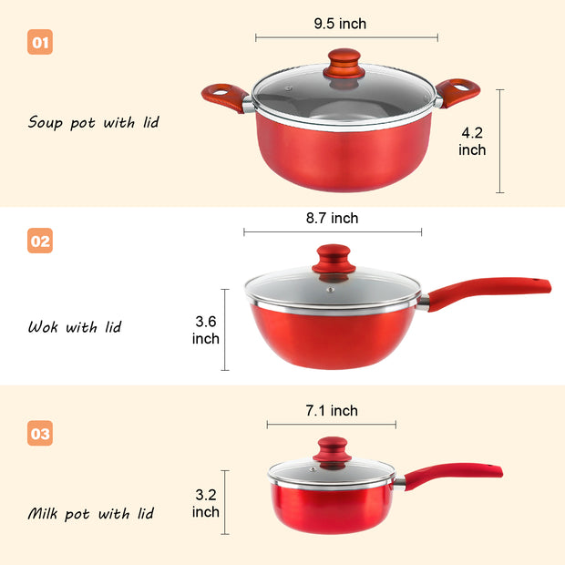 Kitchen Cookware Set, 6 PCS Nonstick Cookware and Pan Set - Seasonal Spectra