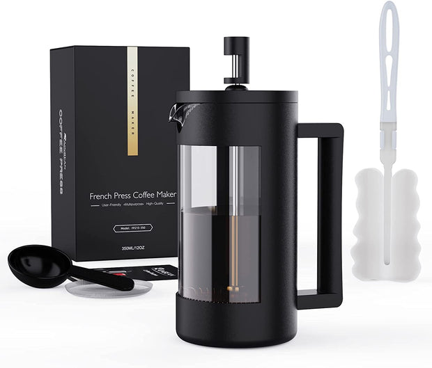 Mini French Press Coffee Maker 12oz , Small Camping French Coffee Press Glass 350ml - Seasonal Spectra