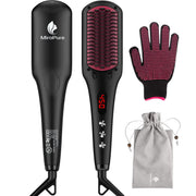 Miro Pure 2 in 1 Ionic Hair Straightener Brush with Heat Resistant Glove, Black - Seasonal Spectra