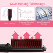 Miro Pure 2 in 1 Ionic Hair Straightener Brush with Heat Resistant Glove, Black - Seasonal Spectra