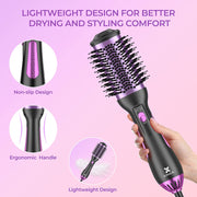 One-Step Hair Dryer and Volumizer Hot Air Brush for Drying, Straightening, Curling, Black - Seasonal Spectra