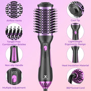 One-Step Hair Dryer and Volumizer Hot Air Brush for Drying, Straightening, Curling, Black - Seasonal Spectra