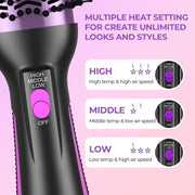 One-Step Hair Dryer and Volumizer Hot Air Brush for Drying, Straightening, Curling, Black - Seasonal Spectra