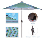 Outdoor Patio 8.7-Feet Market Table Umbrella with Push Button Tilt and Crank With 24 LED Lights - Seasonal Spectra