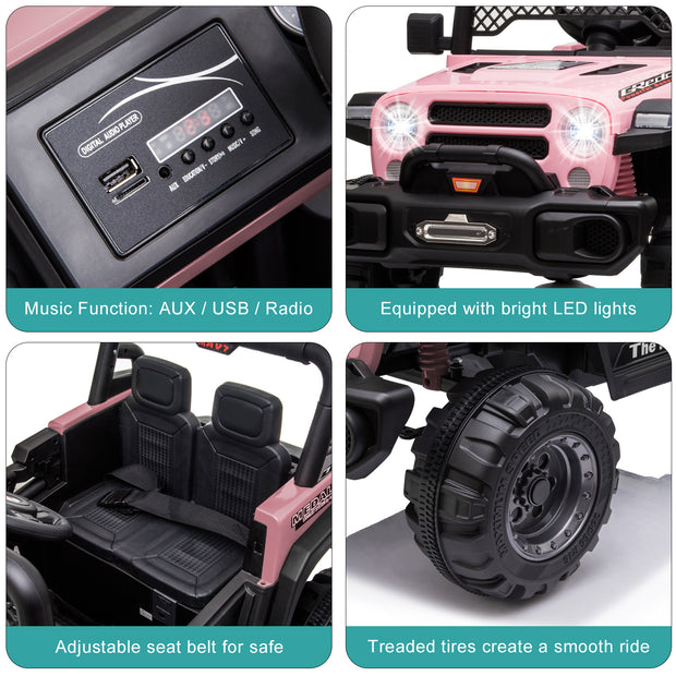 Power Wheels Jeep BBH-016 Dual Drive 12V 4.5A.h with 2.4G Remote Control off-road 2 Seater Ride-on Princess Jeep - Seasonal Spectra