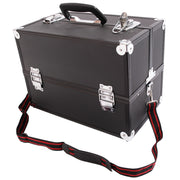 SM-2083 Aluminum Alloy Makeup Train Case Jewelry Box Organizer Black