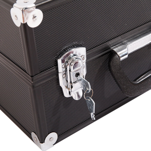 SM-2083 Aluminum Alloy Makeup Train Case Jewelry Box Organizer Black