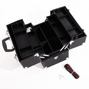 SM-2083 Aluminum Alloy Makeup Train Case Jewelry Box Organizer Black