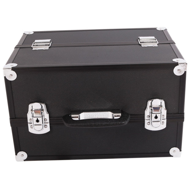 SM-2083 Aluminum Alloy Makeup Train Case Jewelry Box Organizer Black