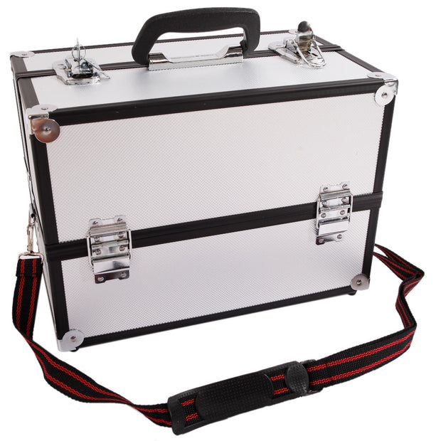 SM-2083 Aluminum Alloy Makeup Train Case Jewelry Box Organizer Silver