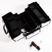 SM-2083 Aluminum Alloy Makeup Train Case Jewelry Box Organizer Silver