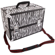 SM-2083 Aluminum Alloy Makeup Train Case Jewelry Box Organizer White Zebra Stripe