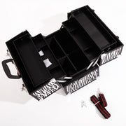 SM-2083 Aluminum Alloy Makeup Train Case Jewelry Box Organizer White Zebra Stripe