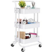 Three-Layer Mesh Utility Rolling Cart with Handle and Lockable Wheels - Seasonal Spectra