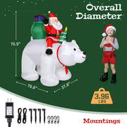 6ft 15W 7pcs LED Lights Santa Claus Rides Polar Bear Garden Santa Claus Decoration - Seasonal Spectra