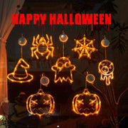 Halloween Window Hanging LED Lights Spider Pumpkin - Seasonal Spectra