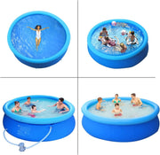 Inflatable Swimming Pool Above Ground with Electric Air Pump & Filter Pump