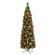 7.5ft Pencil Shape Automatic Tree Structure PVC Material 1090 Round Heads 350 Lights Warm Color With Colorful 10 Modes, Christmas Tree Green - Seasonal Spectra