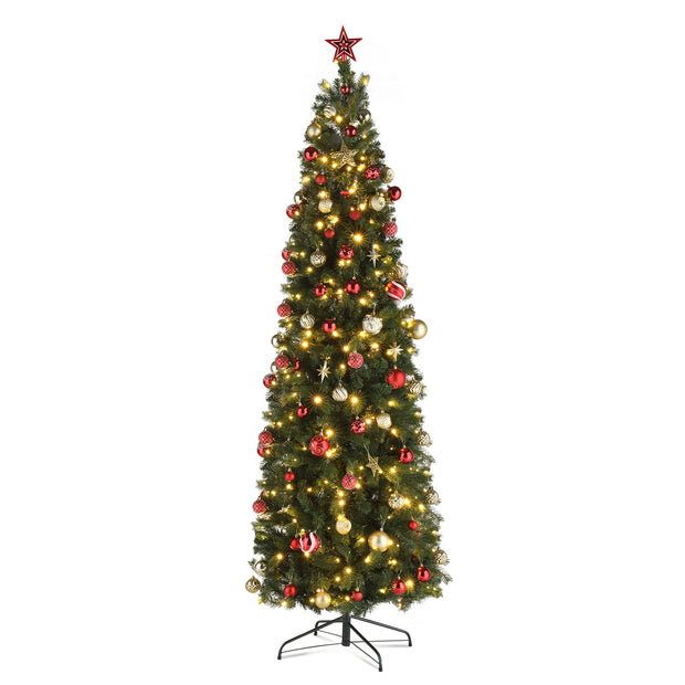 7.5ft Pencil Shape Automatic Tree Structure PVC Material 1090 Round Heads 350 Lights Warm Color With Colorful 10 Modes, Christmas Tree Green - Seasonal Spectra