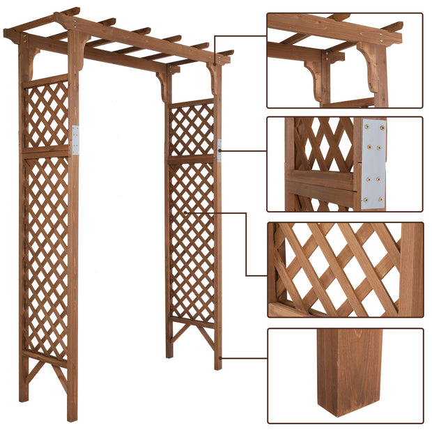 Beautiful And Practical Flat-Topped Wooden Arch Garden Arch Dark Brown 152*60*215cm - Seasonal Spectra