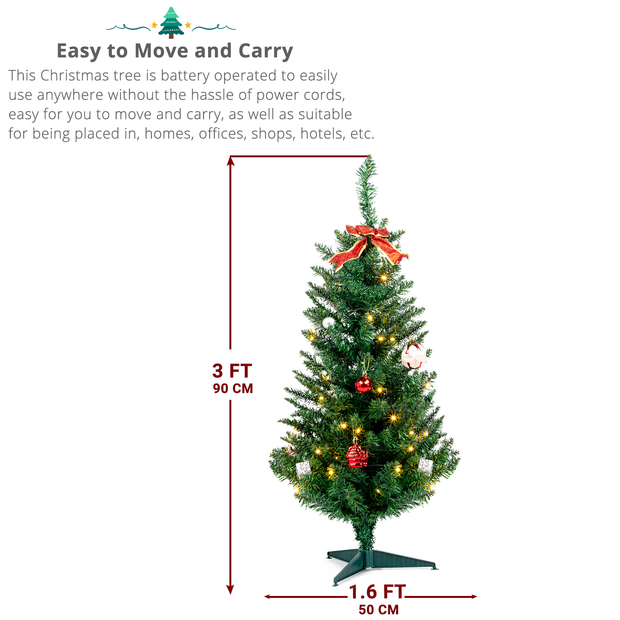 3ft 129 Branches with Santa Claus Decoration PVC Branch Iron Bracket Christmas Tree Green - Seasonal Spectra