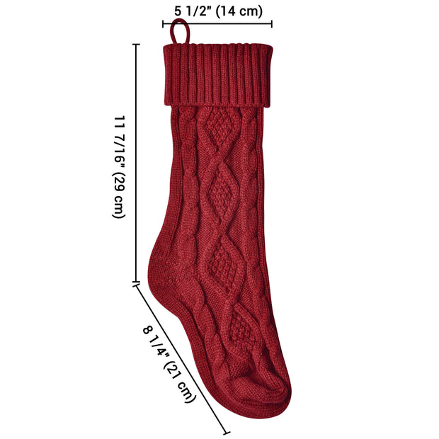 4 Pack Personalized Christmas Stockings 18 Inches Large Size Cable Knitted Stocking Gifts & Decorations for Family Holiday Xmas Party, Burgundy, on fireplace mantel, stairs, Christmas tree, windows - Seasonal Spectra