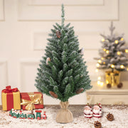 3ft Linen Base PVC Material Green Flocking 118 Branches 100 Lights Warm Color 8 Mode Battery Switch Christmas Tree - Seasonal Spectra